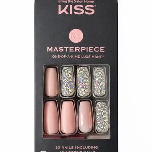 Kiss Pink Luxe Rhinestone Press-On Nail Set